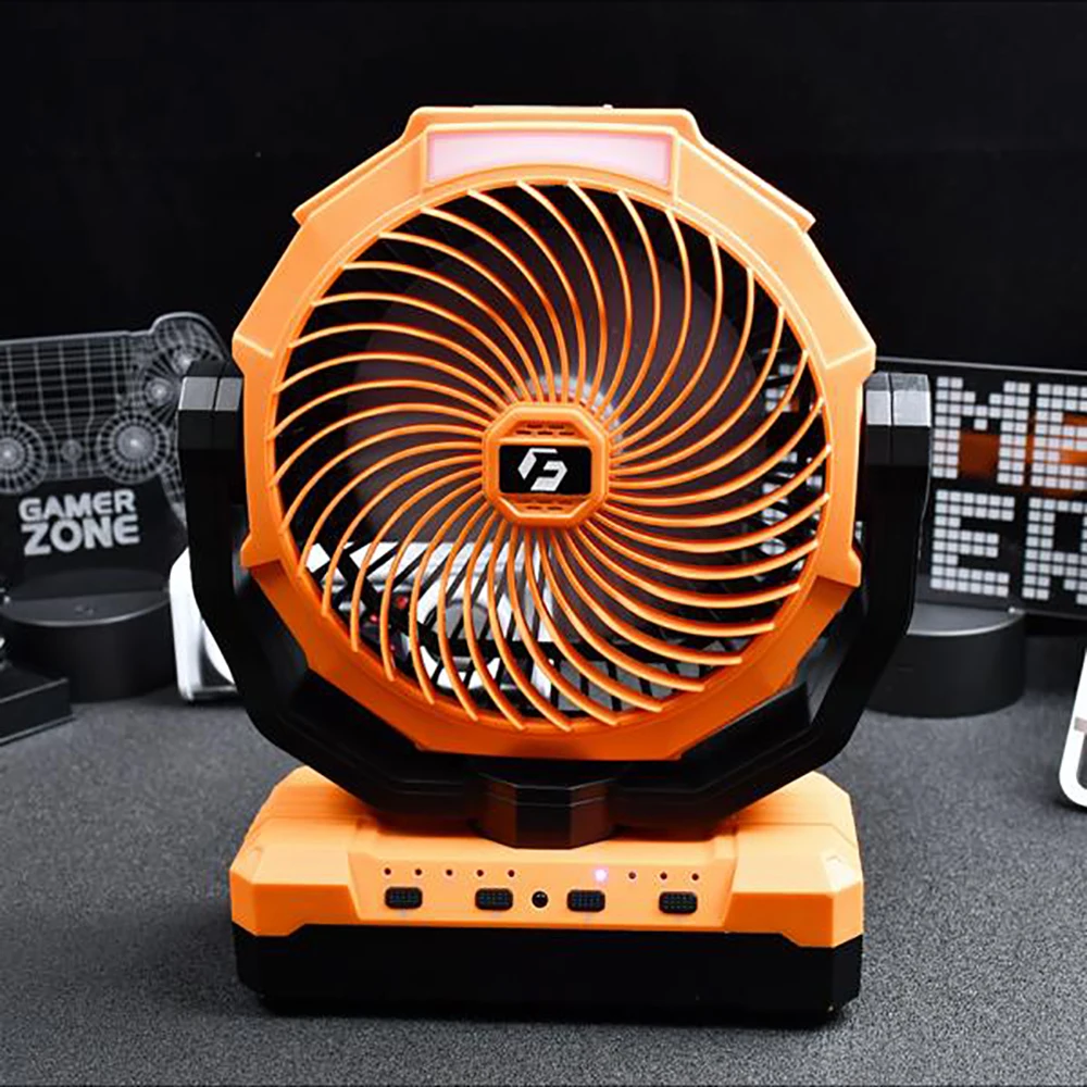 Ventilador de camping de 12000 mAh, ventilador con batería recargable, ventilador de mesa USB de 9 pulgadas y 4 velocidades