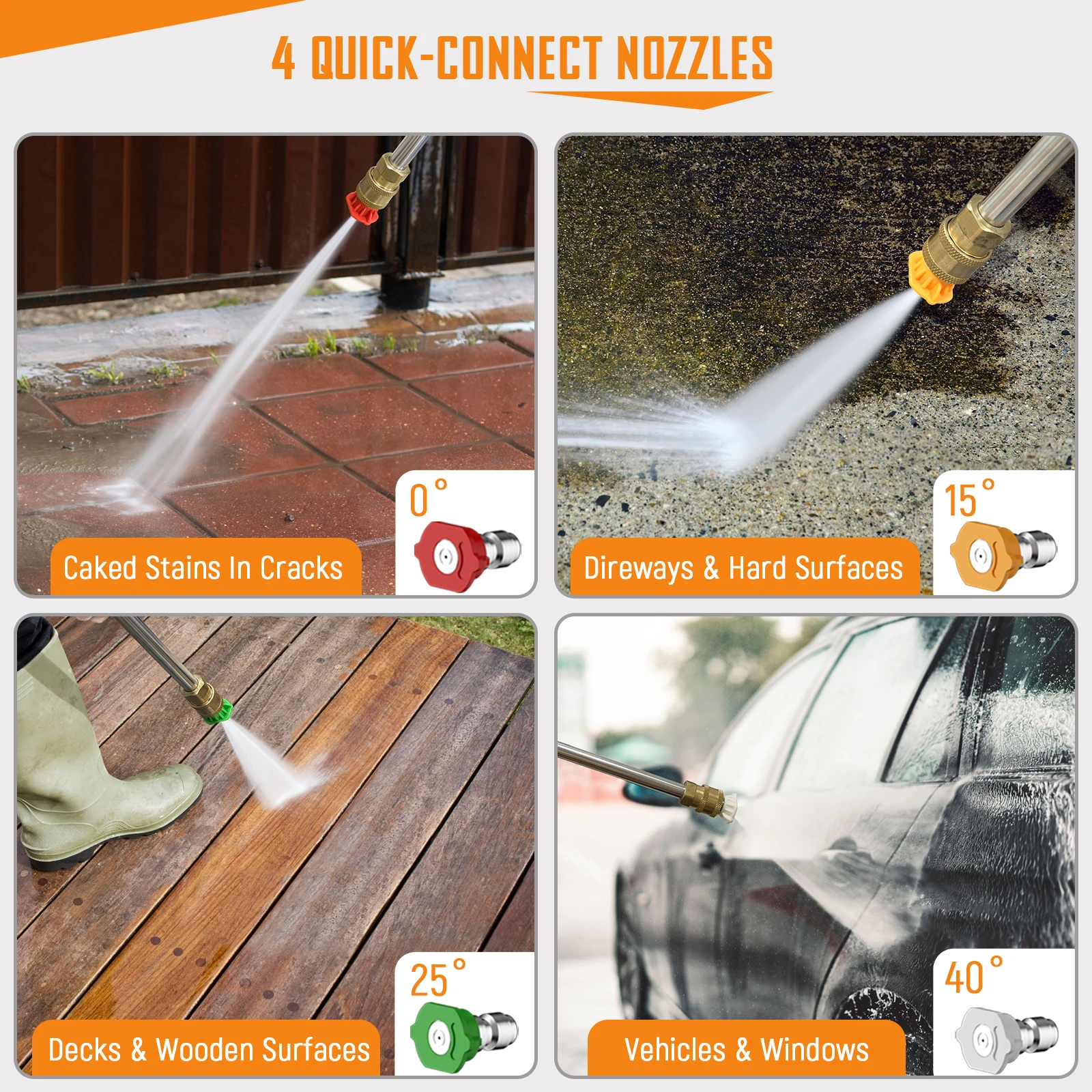 Lavadora a presión eléctrica 5000PSIMax 3.5GPM Lavadora a presión con manguera de 20 pies Cable de alimentación de 16,3 pies, hace perfecto para limpiar Ca - Imagen 4