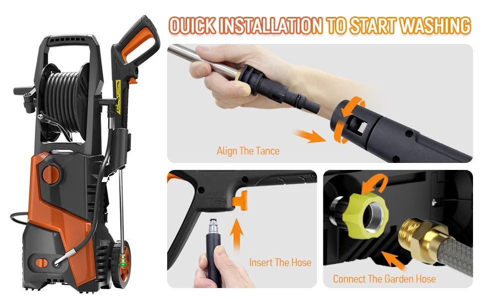 Lavadora a presión eléctrica 5000PSIMax 3.5GPM Lavadora a presión con manguera de 20 pies Cable de alimentación de 16,3 pies, hace perfecto para limpiar Ca Lavadora a presión eléctrica 5000PSIMax 3.5GPM Lavadora a presión con manguera de 20 pies Cable de alimentación de 16,3 pies, hace perfecto para limpiar Ca