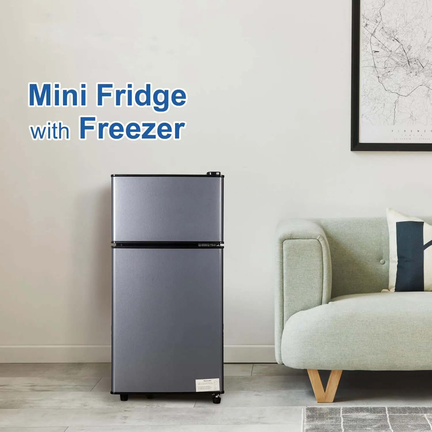 Mini Fridge with Freezer, 2.9 Cu.Ft Small Fridge, Energy Saving, Low Noise,7 Adjustable Thermostat, Double Door  Refrigerator