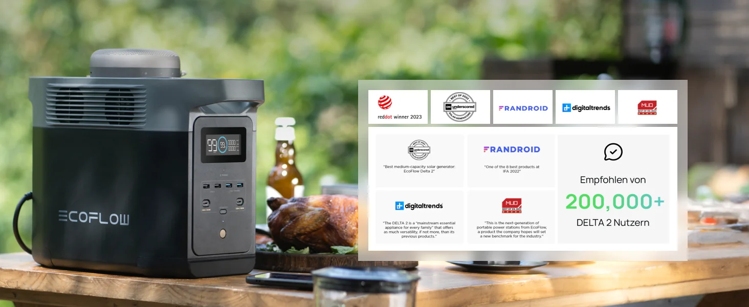 ECOFLOW Central eléctrica portátil DELTA 2, batería LiFePO4 (LFP) de 950Wh/1024Wh, salida USB-C de 1800W CA/100W, generador solar ECOFLOW Central eléctrica portátil DELTA 2, batería LiFePO4 (LFP) de 950Wh/1024Wh, salida USB-C de 1800W CA/100W, generador solar