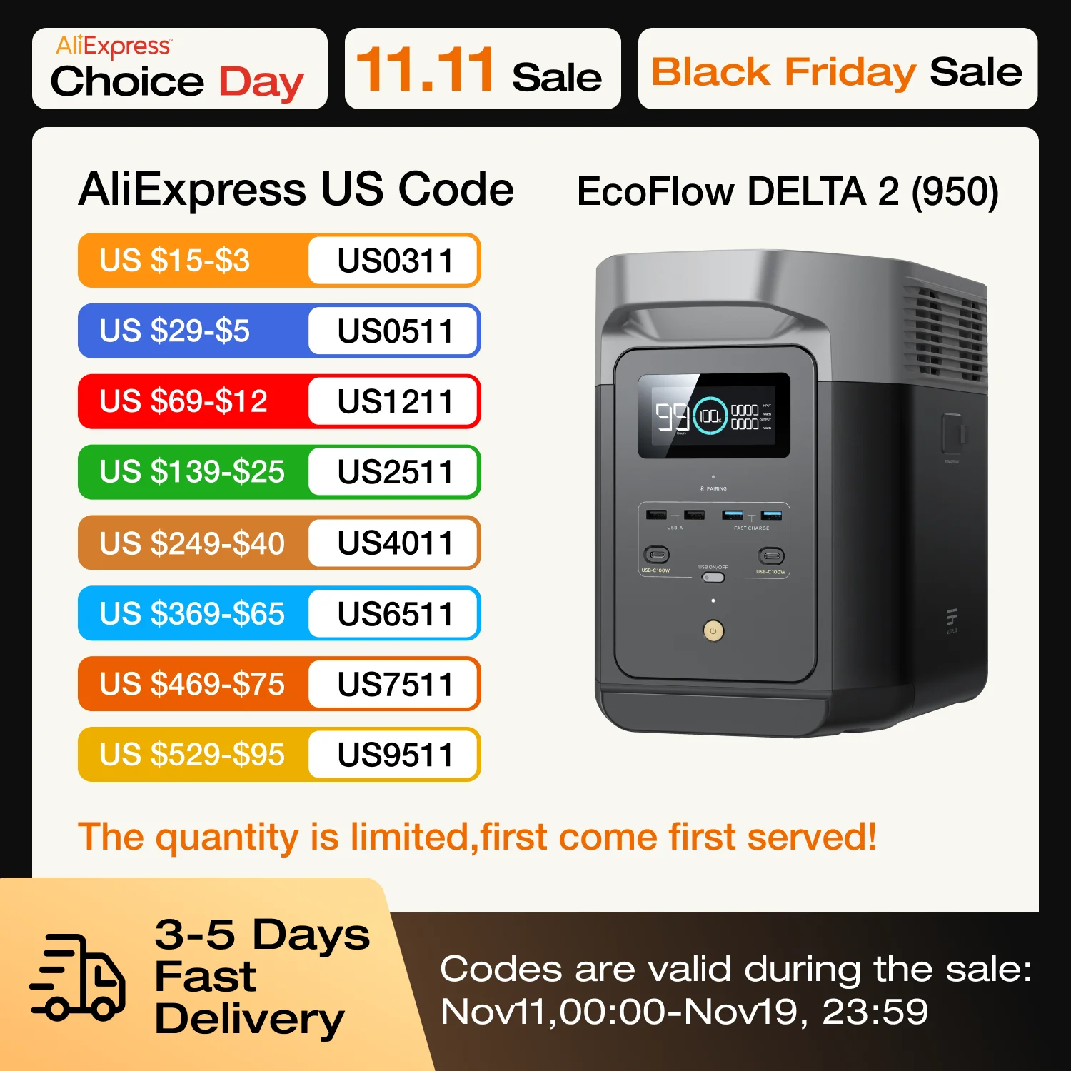 ECOFLOW Central eléctrica portátil DELTA 2, batería LiFePO4 (LFP) de 950Wh/1024Wh, salida USB-C de 1800W CA/100W, generador solar