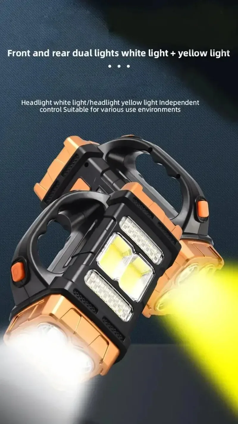 Linterna LED USB + linterna Solar recargable COB antorcha para acampar al aire libre reflector portátil banco de energía para pescar al aire libre