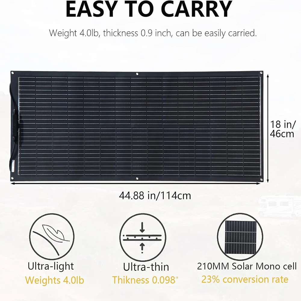 Panel Solar de 200W/100W, módulo de paneles solares, célula monocristalina de 100 vatios o 200 vatios para coche, barco, hogar, RV, cargador de batería - Imagen 5