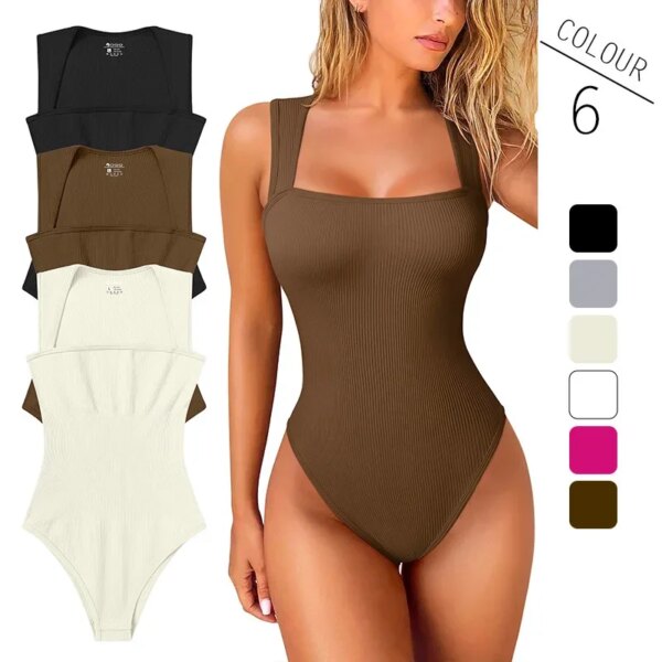 Body corto de punto de hilo para mujer, traje sin mangas sin costuras, mono deportivo ajustado de entrenamiento de Yoga y Fitness de alta elasticidad