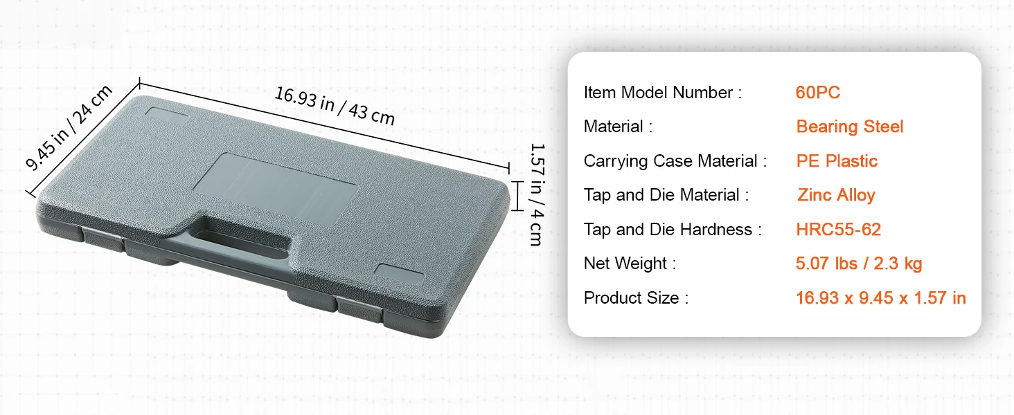 SucceBuy Juego de troqueles y grifos 40 piezas 60 piezas 80 piezas 110/116 piezas Grifos y troqueles de acero con rodamiento estándar métrico SAE Herramienta de roscado esencial