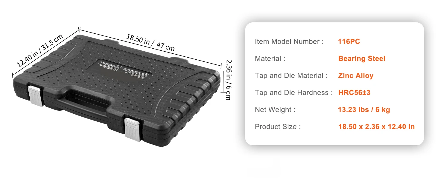 SucceBuy Juego de troqueles y grifos 40 piezas 60 piezas 80 piezas 110/116 piezas Grifos y troqueles de acero con rodamiento estándar métrico SAE Herramienta de roscado esencial SucceBuy Juego de troqueles y grifos 40 piezas 60 piezas 80 piezas 110/116 piezas Grifos y troqueles de acero con rodamiento estándar métrico SAE Herramienta de roscado esencial