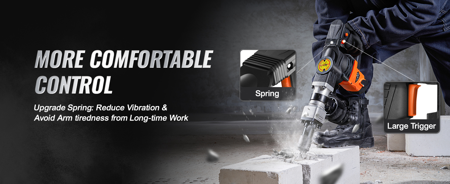 SucceBuy-martillo de demolición de 1400W, martillo neumático eléctrico de alta resistencia, rompedor de hormigón de 2900 BPM, 2 uds., cinceles, astillado
