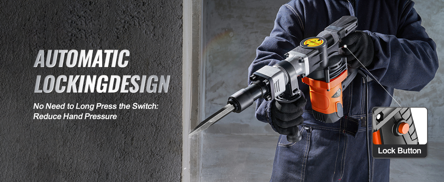 SucceBuy-martillo de demolición de 1400W, martillo neumático eléctrico de alta resistencia, rompedor de hormigón de 2900 BPM, 2 uds., cinceles, astillado