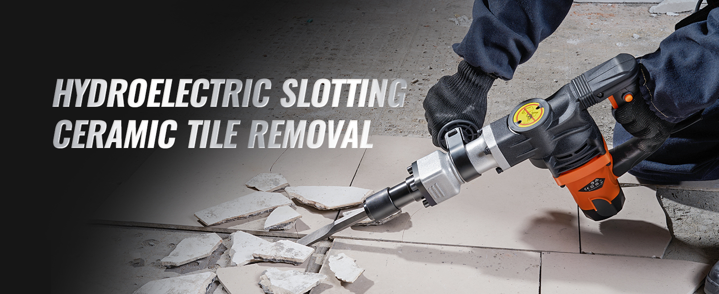 SucceBuy-martillo de demolición de 1400W, martillo neumático eléctrico de alta resistencia, rompedor de hormigón de 2900 BPM, 2 uds., cinceles, astillado