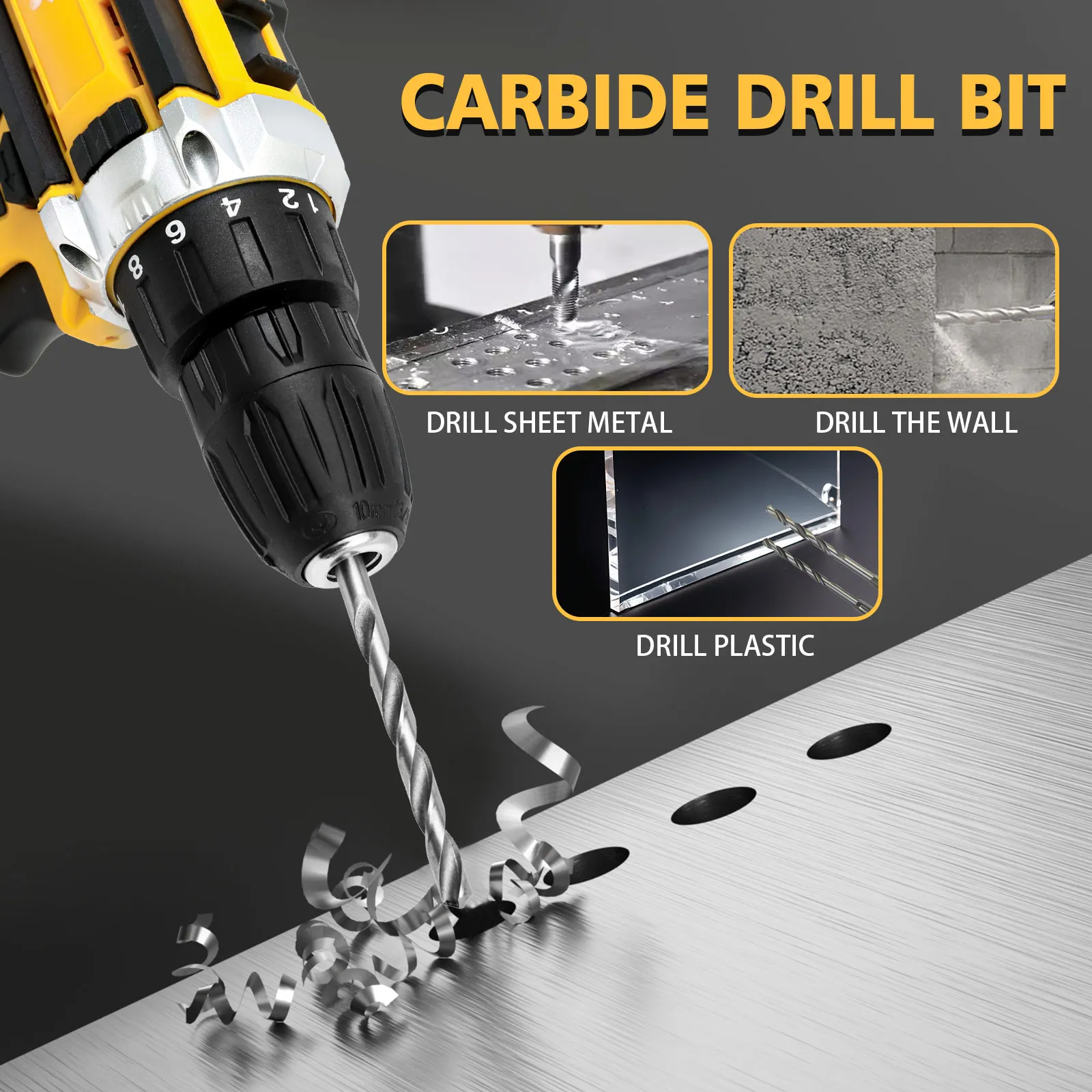 Kit de herramientas de taladro de impacto de 21V, destornillador eléctrico inalámbrico sin escobillas, 45n.m, 120 Uds. Con brocas, 2 baterías de iones de litio de 1,5 Ah - Imagen 5