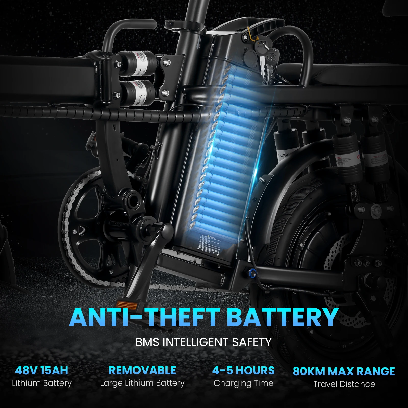 Bicicleta eléctrica de doble suspensión de 14 pulgadas, bicicleta eléctrica plegable de 500W con batería de litio de 48V y 15Ah, bicicleta eléctrica urbana Bicicleta eléctrica de doble suspensión de 14 pulgadas, bicicleta eléctrica plegable de 500W con batería de litio de 48V y 15Ah, bicicleta eléctrica urbana