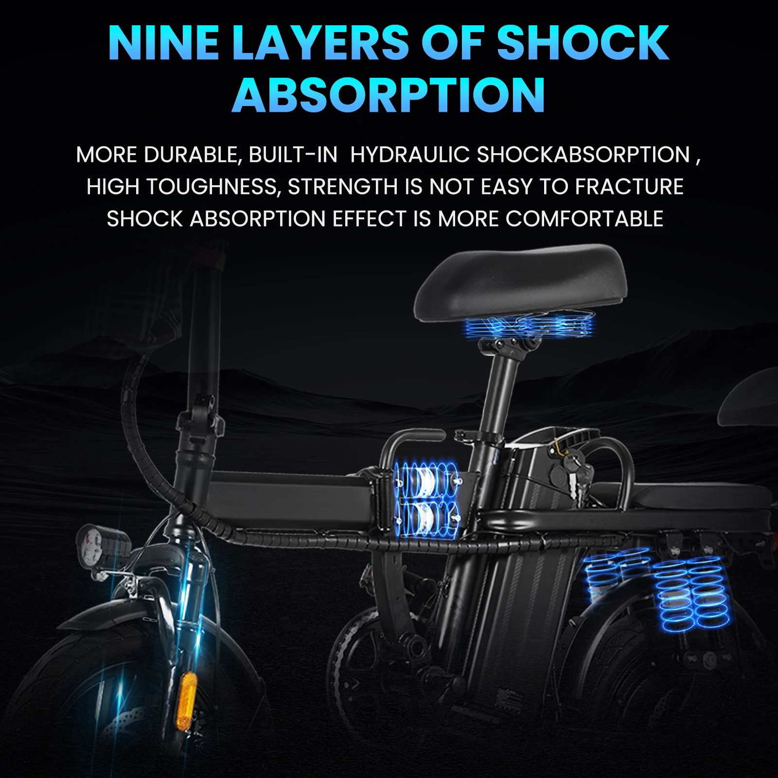 Bicicleta eléctrica de doble suspensión de 14 pulgadas, bicicleta eléctrica plegable de 500W con batería de litio de 48V y 15Ah, bicicleta eléctrica urbana Bicicleta eléctrica de doble suspensión de 14 pulgadas, bicicleta eléctrica plegable de 500W con batería de litio de 48V y 15Ah, bicicleta eléctrica urbana