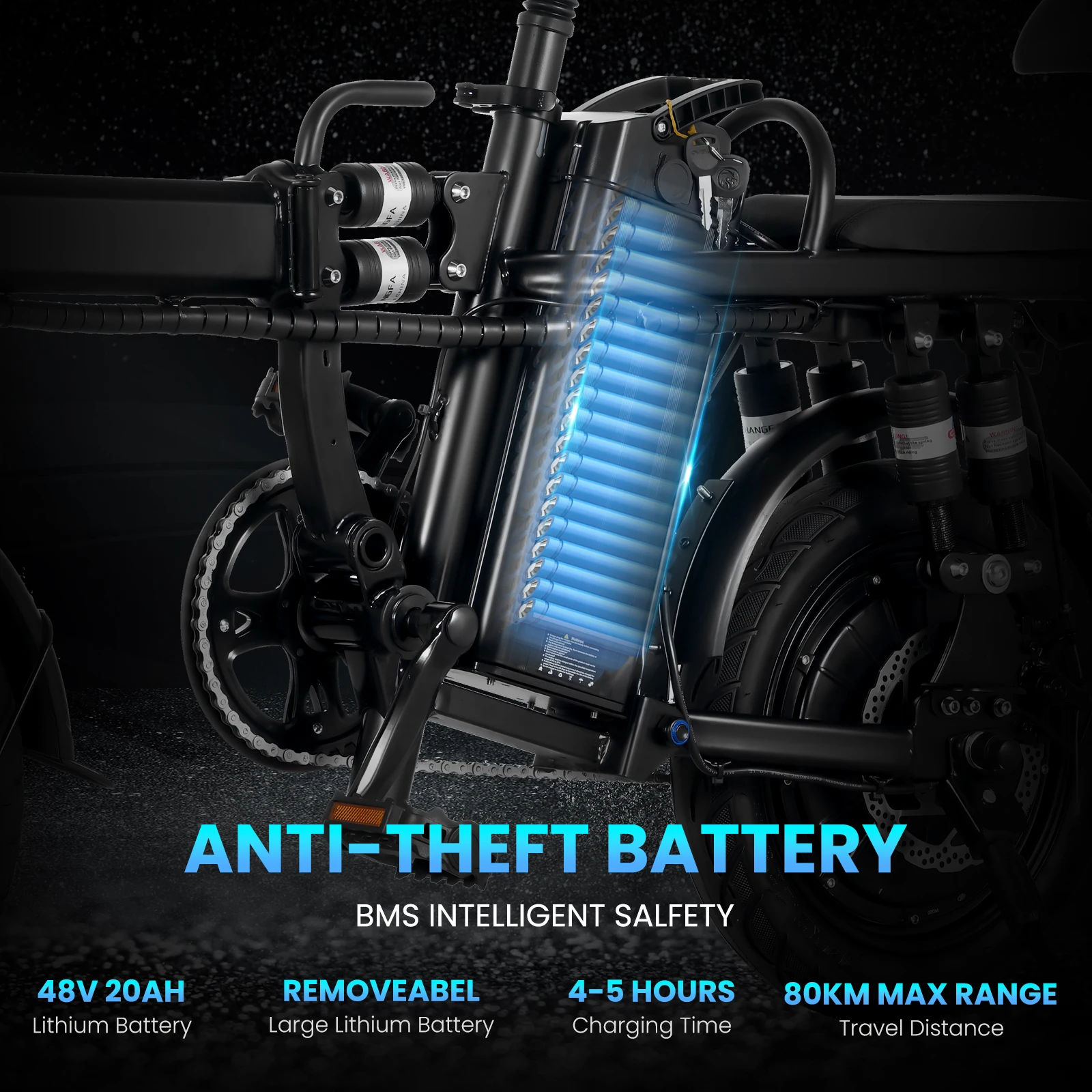 Bicicleta eléctrica 20 MPH 48V 15Ah batería extraíble bicicleta eléctrica plegable para adultos bicicleta eléctrica plegable de 14 pulgadas absorción de múltiples golpes Bicicleta eléctrica 20 MPH 48V 15Ah batería extraíble bicicleta eléctrica plegable para adultos bicicleta eléctrica plegable de 14 pulgadas absorción de múltiples golpes