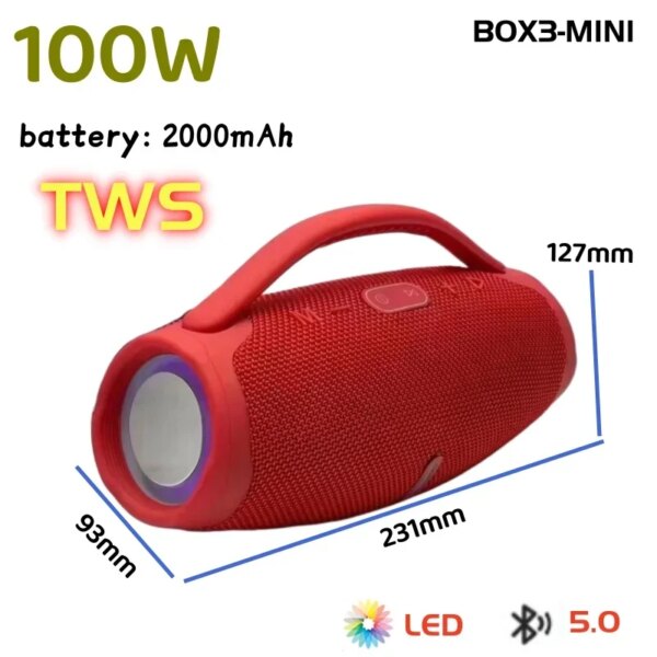 BOOMS-Altavoz BOX3, Subwoofer inalámbrico Portátil con Bluetooth, sistema de sonido impermeable para exteriores, centro de música con altavoces para público, TWS