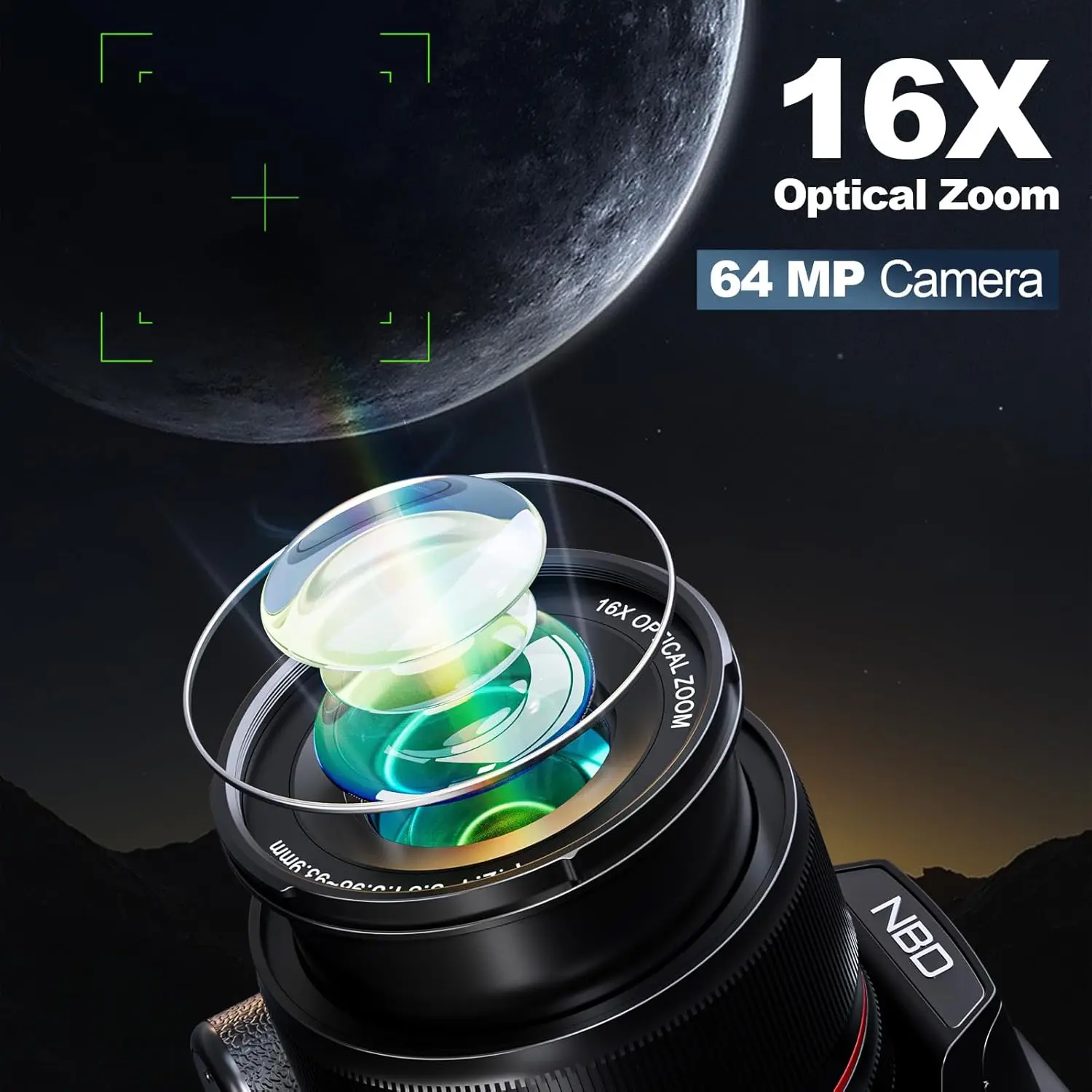 Cámaras digitales NBD 5K para fotografía Cámara con zoom óptico 16X con control WiFi y aplicación, cámara Vlogging con 180 ° Pantalla abatible - Imagen 2