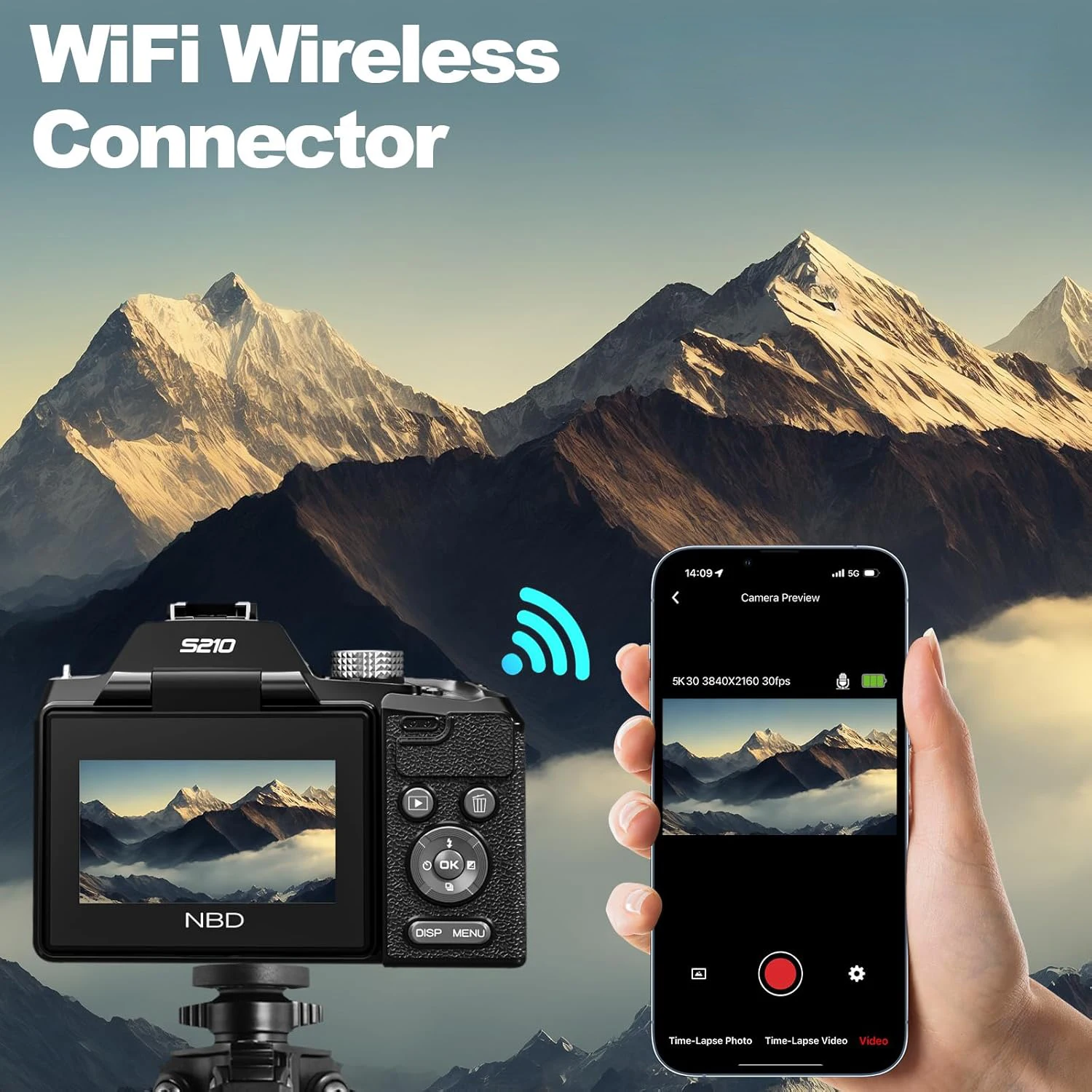 Cámaras digitales NBD 5K para fotografía Cámara con zoom óptico 16X con control WiFi y aplicación, cámara Vlogging con 180 ° Pantalla abatible - Imagen 6