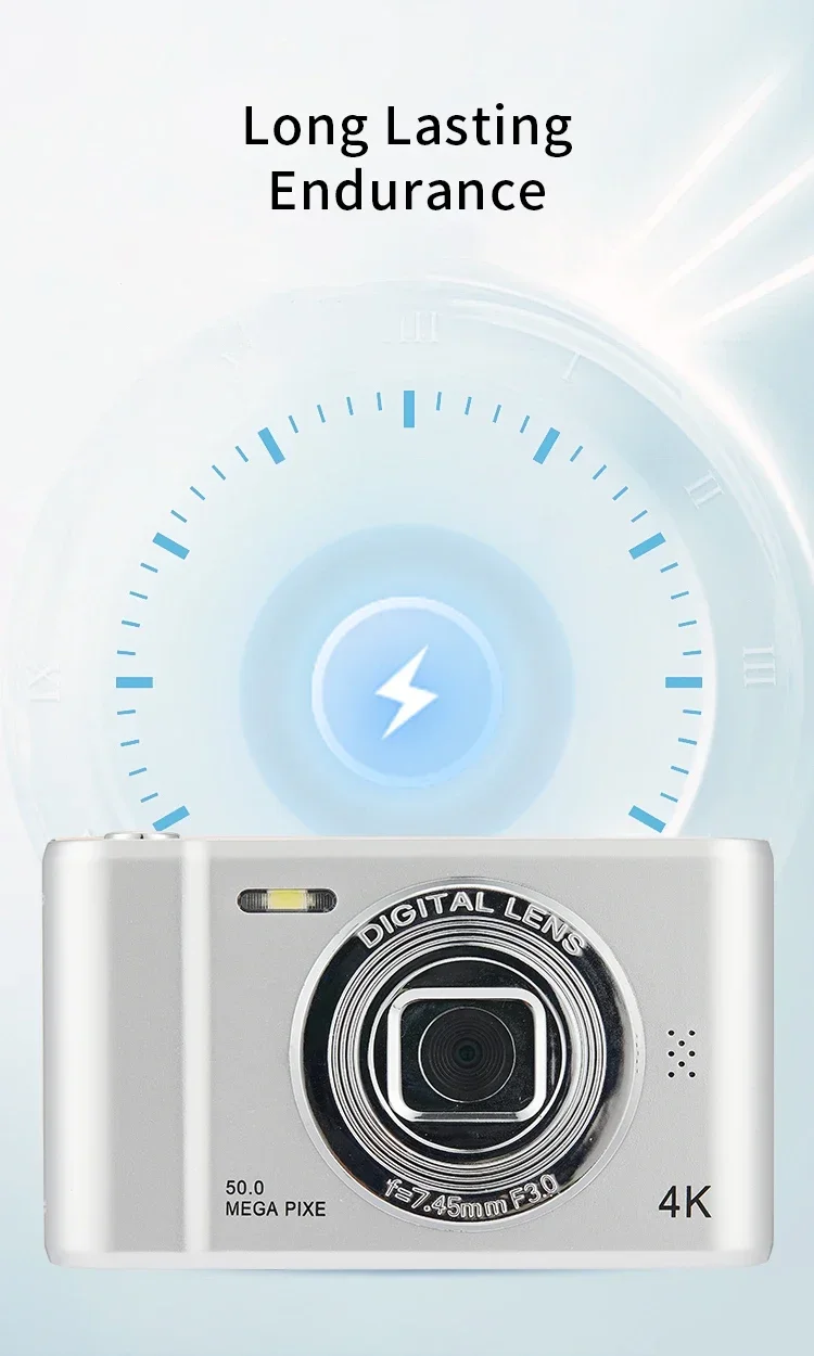 Cámara Digital 4K para viajes, cámara Selfie, 50 megapíxeles, fotografía con Zoom HD, pantalla de 2,4 pulgadas, nivel de entrada, Mini cámara Retro para Campus para niños