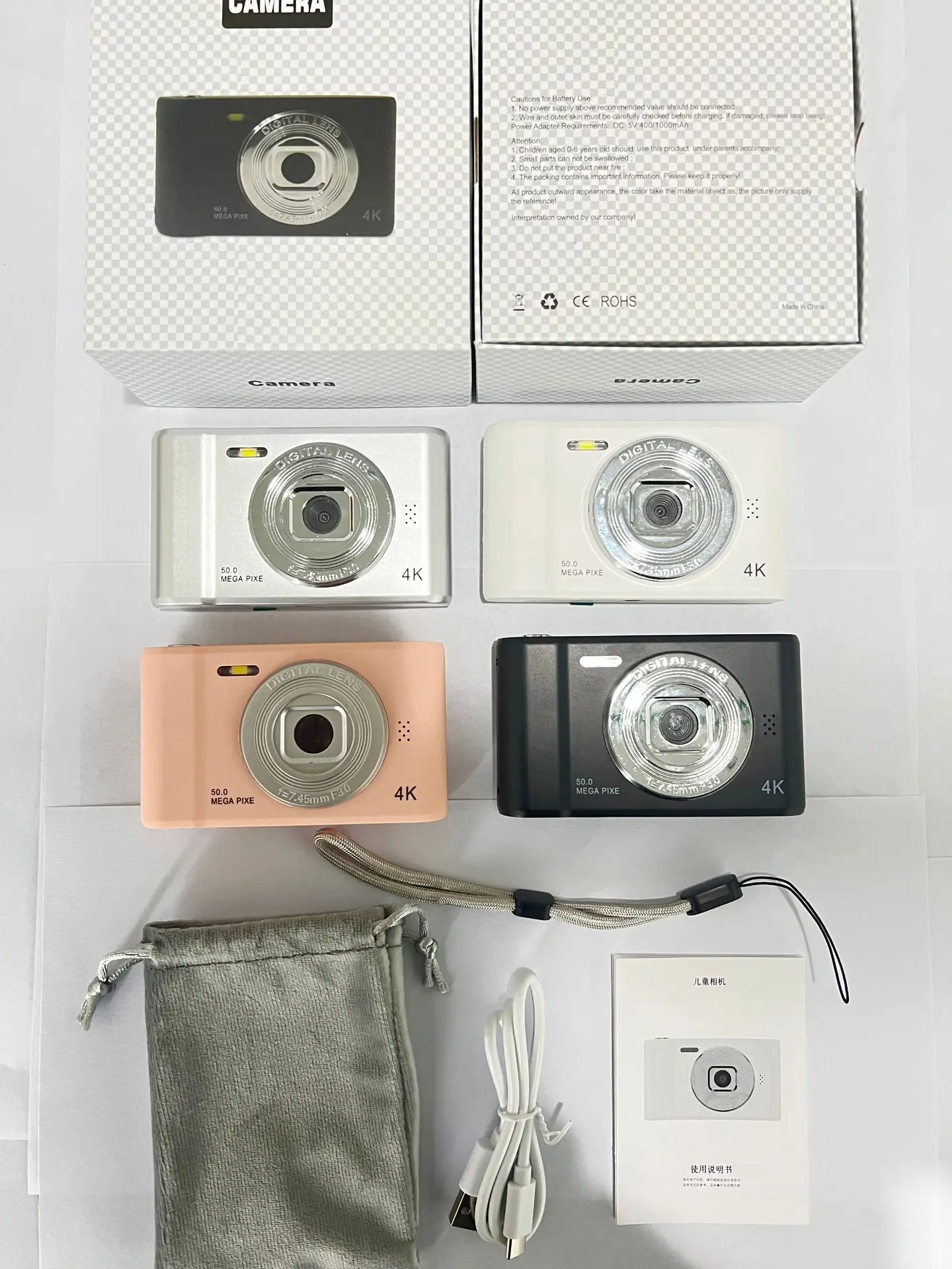 Cámara Digital 4K para viajes, cámara Selfie, 50 megapíxeles, fotografía con Zoom HD, pantalla de 2,4 pulgadas, nivel de entrada, Mini cámara Retro para Campus para niños