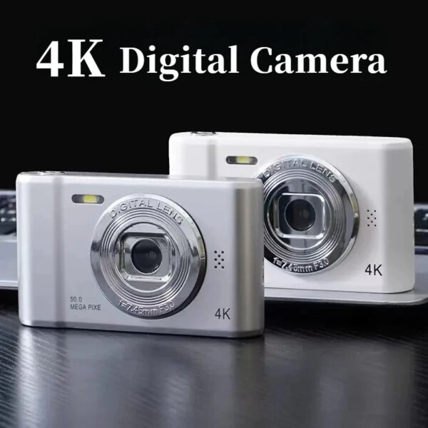 Cámara Digital 4K para viajes, cámara Selfie, 50 megapíxeles, fotografía con Zoom HD, pantalla de 2,4 pulgadas, nivel de entrada, Mini cámara Retro para Campus para niños