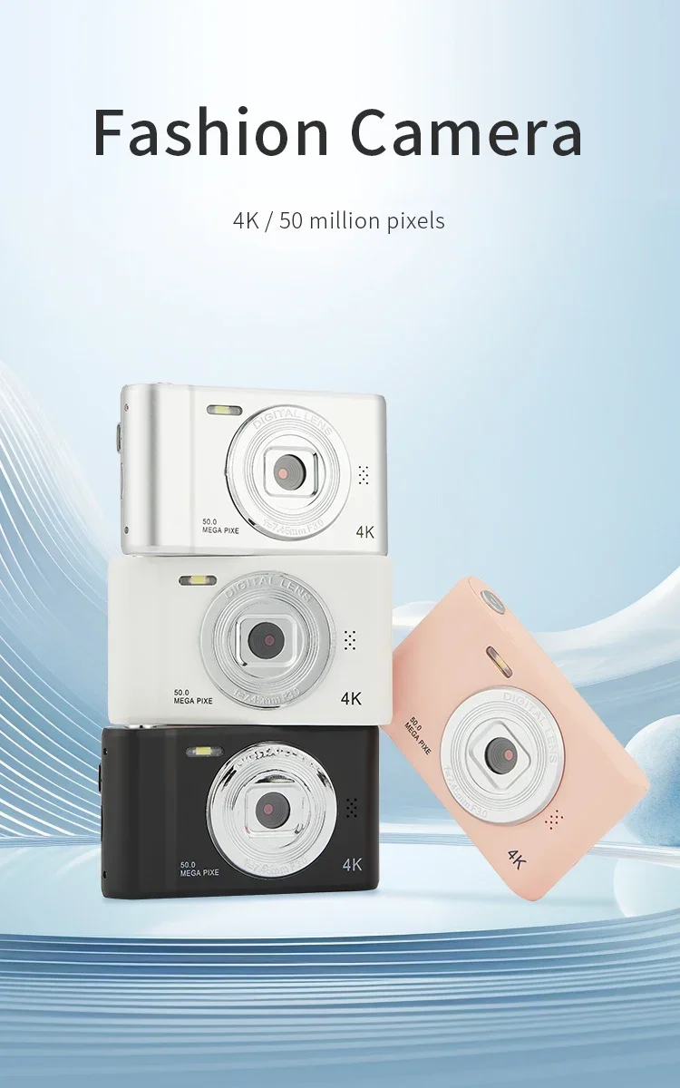 Cámara Digital 4K para viajes, cámara Selfie, 50 megapíxeles, fotografía con Zoom HD, pantalla de 2,4 pulgadas, nivel de entrada, Mini cámara Retro para Campus para niños