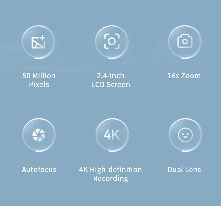 Cámara Digital 4K para viajes, cámara Selfie, 50 megapíxeles, fotografía con Zoom HD, pantalla de 2,4 pulgadas, nivel de entrada, Mini cámara Retro para Campus para niños