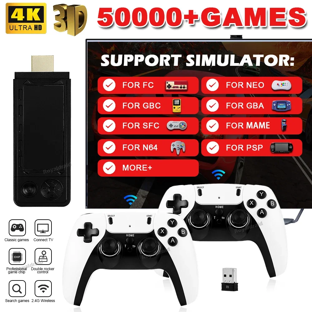 128G 256G X9 PRO GameStick 4KHD TV Video Game Consol 3D Games For PSP/PS1/N64/NDS 40+Simulators Retro Games Dual 2.4G Controller 128G 256G X9 PRO GameStick 4KHD TV Video Game Consol 3D Games For PSP/PS1/N64/NDS 40+Simulators Retro Games Dual 2.4G Controller