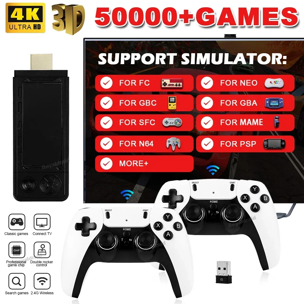 128G 256G X9 PRO GameStick 4KHD TV Video Game Consol 3D Games For PSP/PS1/N64/NDS 40+Simulators Retro Games Dual 2.4G Controller - Imagen 3