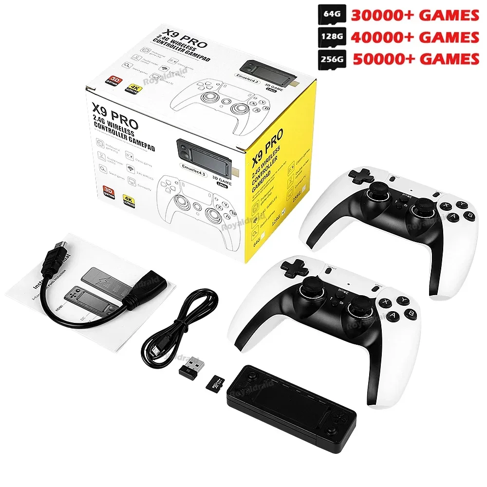 128G 256G X9 PRO GameStick 4KHD TV Video Game Consol 3D Games For PSP/PS1/N64/NDS 40+Simulators Retro Games Dual 2.4G Controller - Imagen 6