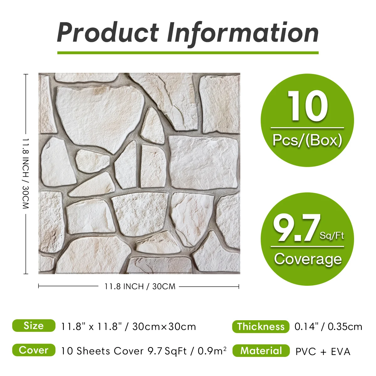 10 paneles de pared 3D de piedra sintética para pelar y pegar, pegatinas de azulejos impermeables, pegatinas de pared para sala de estar