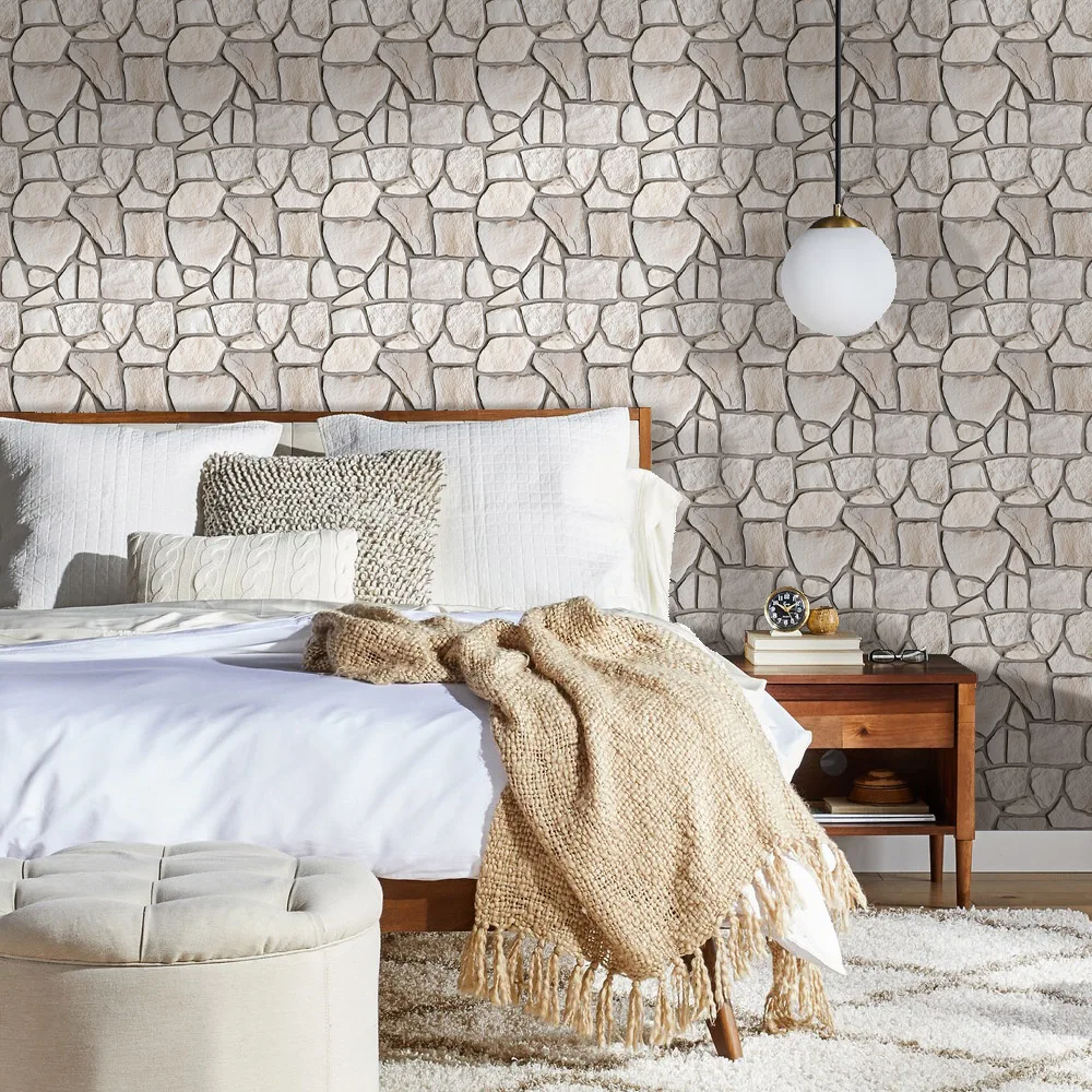 10 paneles de pared 3D de piedra sintética para pelar y pegar, pegatinas de azulejos impermeables, pegatinas de pared para sala de estar