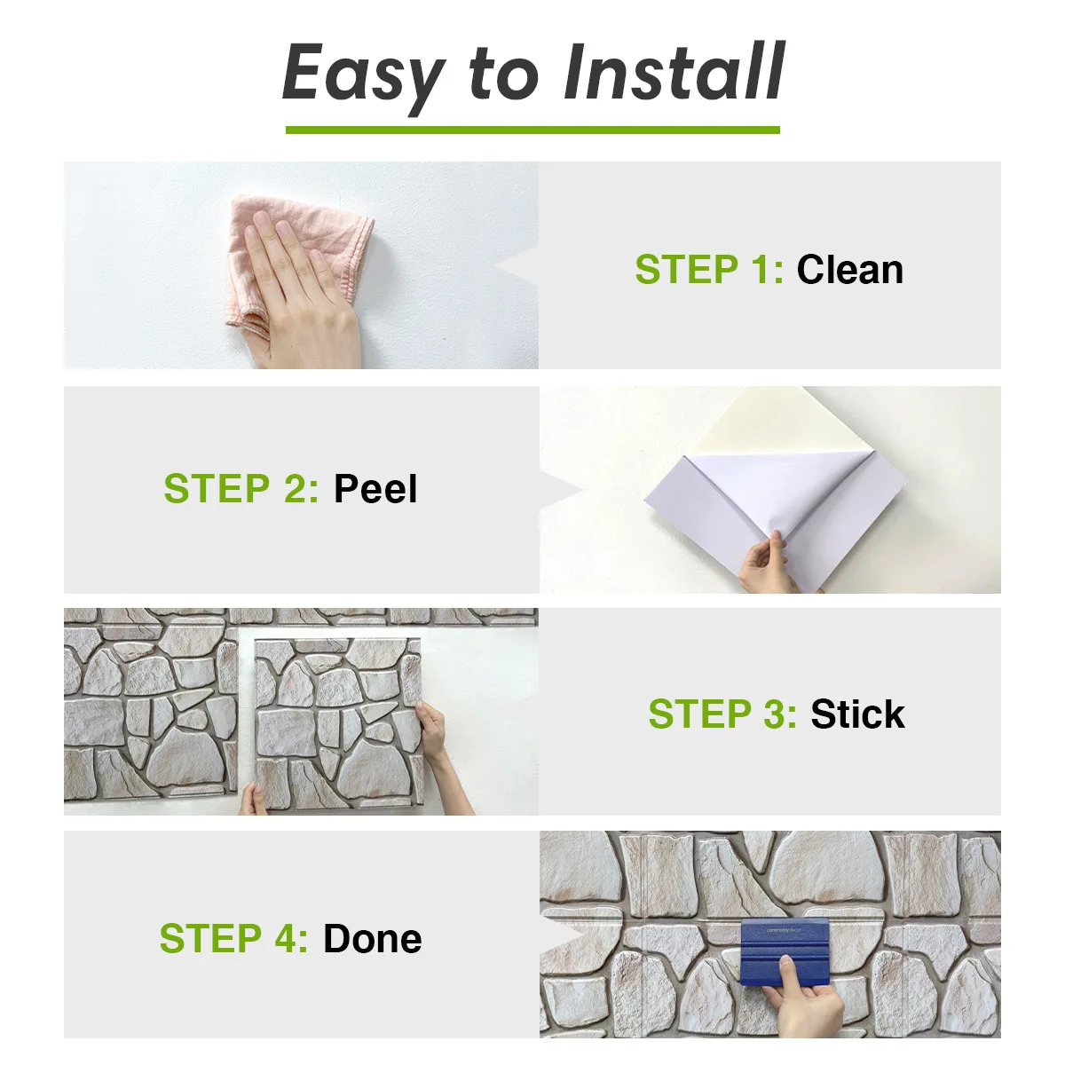10 paneles de pared 3D de piedra sintética para pelar y pegar, pegatinas de azulejos impermeables, pegatinas de pared para sala de estar