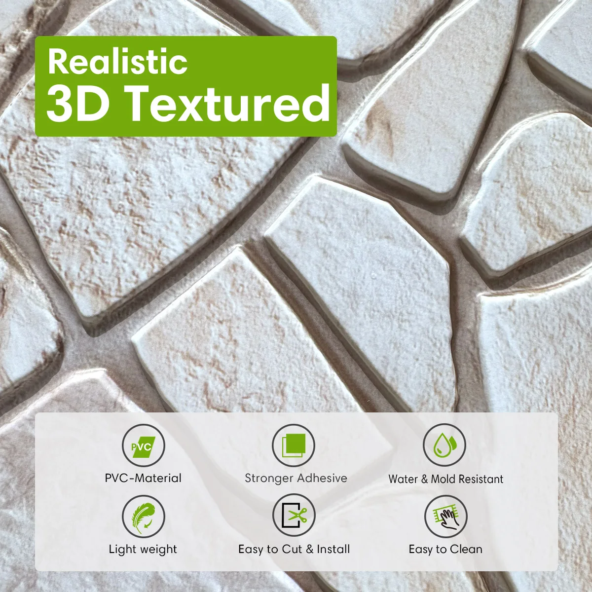 10 paneles de pared 3D de piedra sintética para pelar y pegar, pegatinas de azulejos impermeables, pegatinas de pared para sala de estar