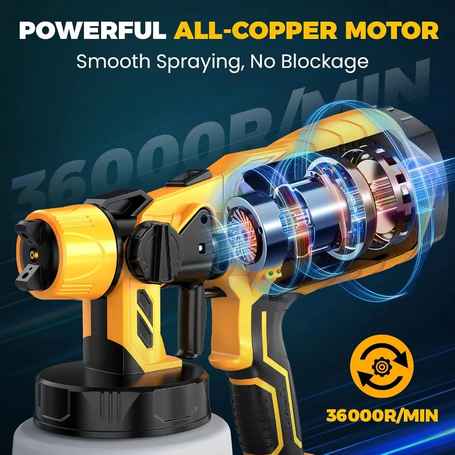 Pulverizador de pintura inalámbrico con batería, 2 pistolas de pintura en aerosol eléctricas con batería de 5,5Ah y 18V para renovación del hogar, muebles, cabina de acabado