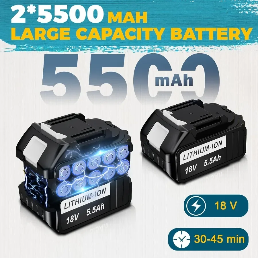 Pulverizador de pintura inalámbrico con batería, 2 pistolas de pintura en aerosol eléctricas con batería de 5,5Ah y 18V para renovación del hogar, muebles, cabina de acabado