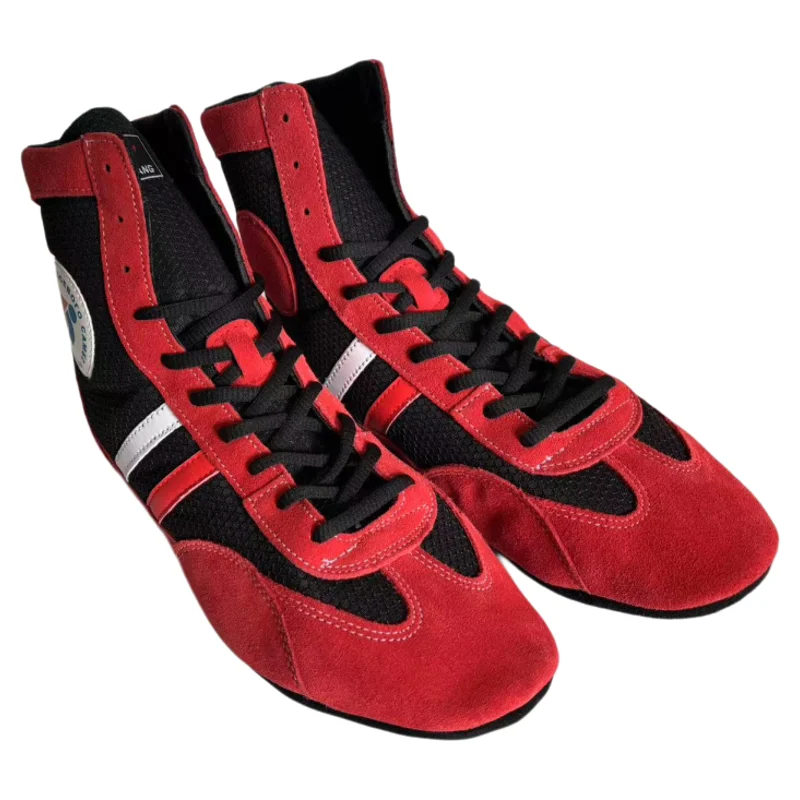 Zapatos deportivos Sambo, zapatos de lucha rojos, zapatos de artes marciales, plantilla suave, zapatillas profesionales de cuero para boxeo y lucha - Imagen 5