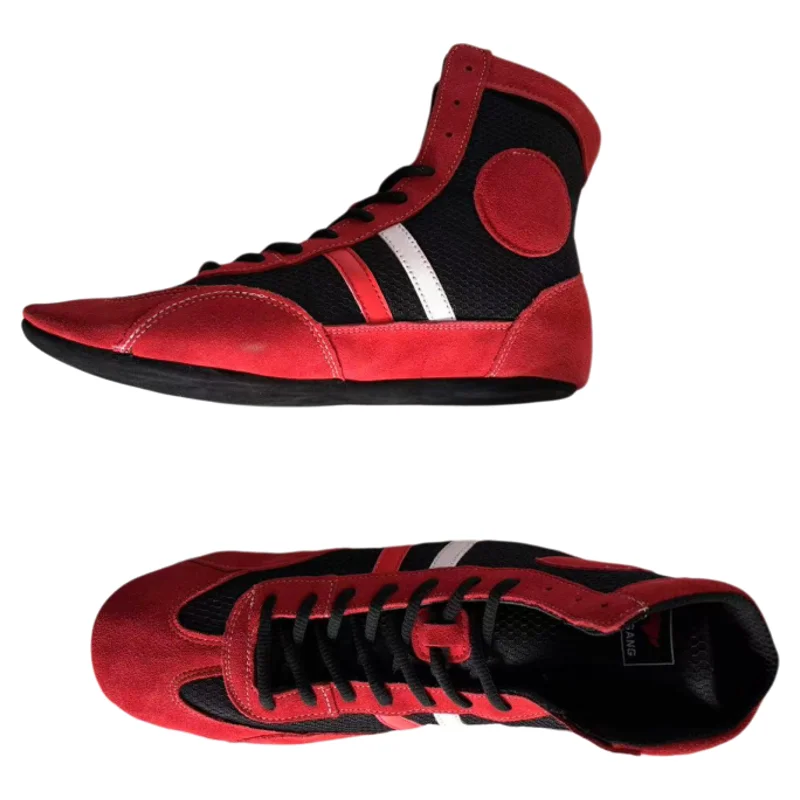 Zapatos deportivos Sambo, zapatos de lucha rojos, zapatos de artes marciales, plantilla suave, zapatillas profesionales de cuero para boxeo y lucha - Imagen 6