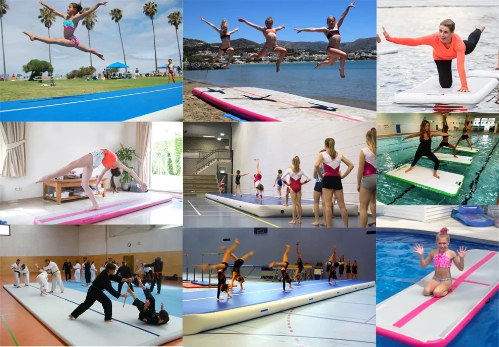 Colchoneta inflable Air Track para gimnasia/comer/entrenamiento en casa, PVC de punto caído, 10/20 cm de grosor, varios tamaños