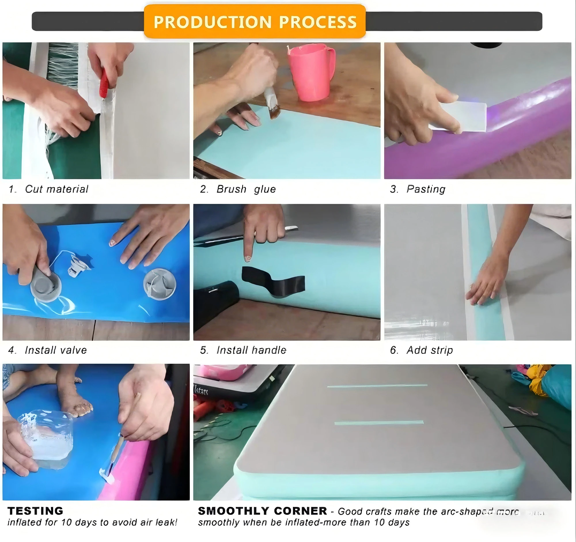 Colchoneta inflable Air Track para gimnasia/comer/entrenamiento en casa, PVC de punto caído, 10/20 cm de grosor, varios tamaños