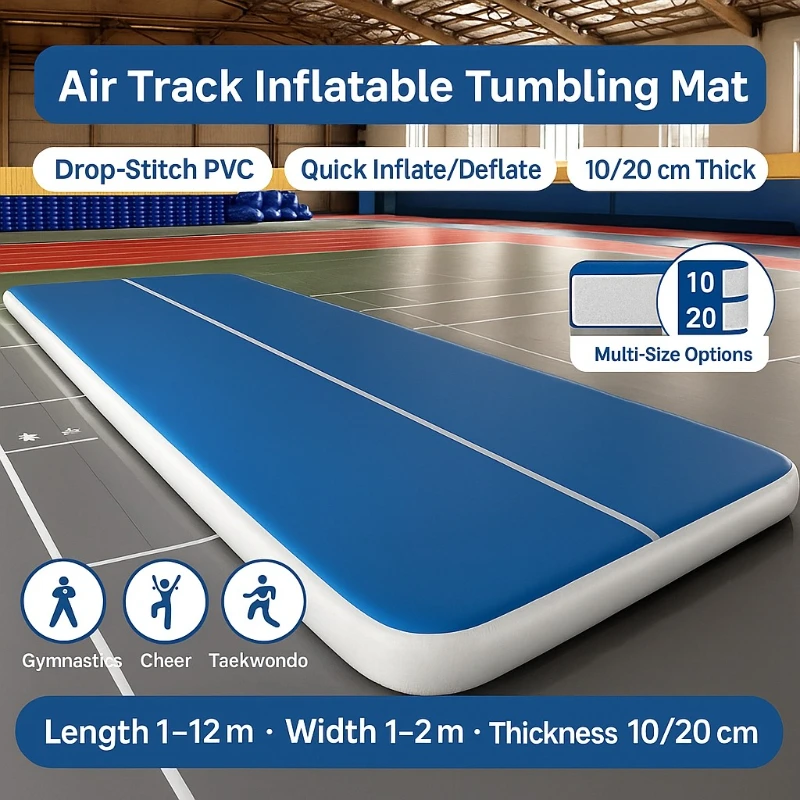 Colchoneta inflable Air Track para gimnasia/comer/entrenamiento en casa, PVC de punto caído, 10/20 cm de grosor, varios tamaños