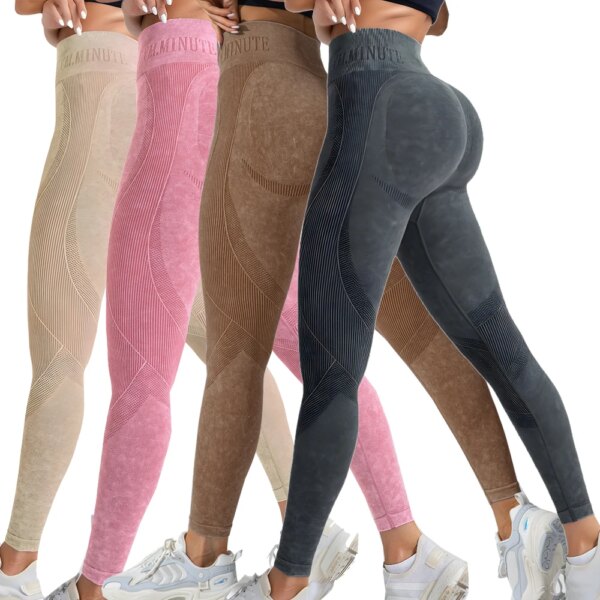 Paquete de 2 mallas de Yoga de Color sólido sin costuras para levantamiento de glúteos sexis de cintura alta para mujer pantalones deportivos elásticos y transpirables