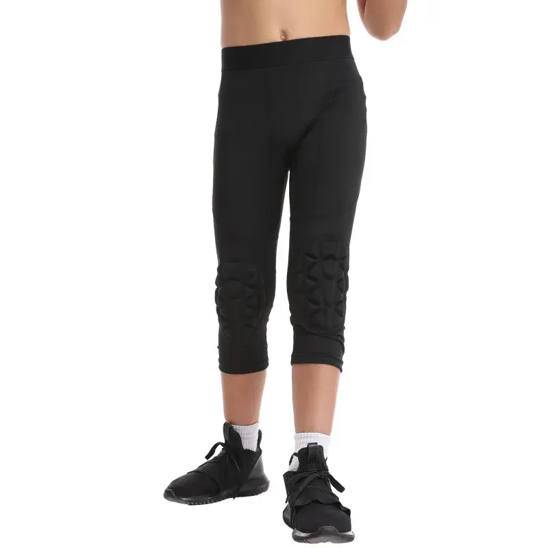 Pantalones para niños jóvenes con rodilleras baloncesto al aire libre voleibol fútbol ropa deportiva anticolisión - Imagen 2