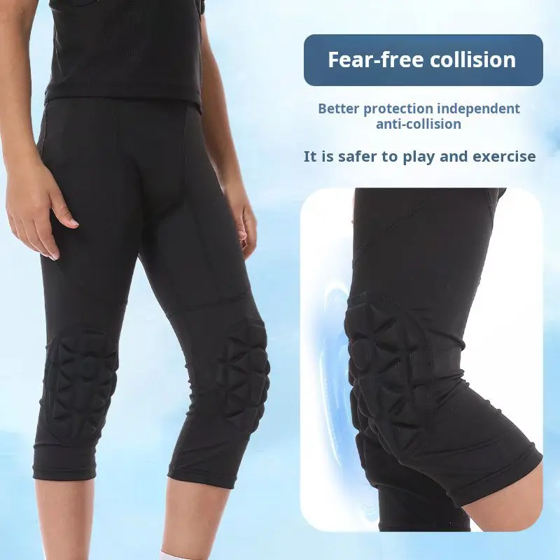 Pantalones para niños jóvenes con rodilleras baloncesto al aire libre voleibol fútbol ropa deportiva anticolisión Pantalones para niños jóvenes con rodilleras baloncesto al aire libre voleibol fútbol ropa deportiva anticolisión