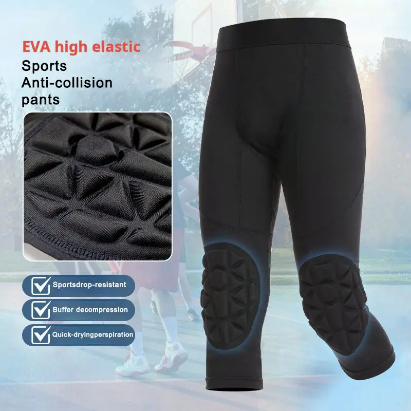 Pantalones para niños jóvenes con rodilleras baloncesto al aire libre voleibol fútbol ropa deportiva anticolisión Pantalones para niños jóvenes con rodilleras baloncesto al aire libre voleibol fútbol ropa deportiva anticolisión