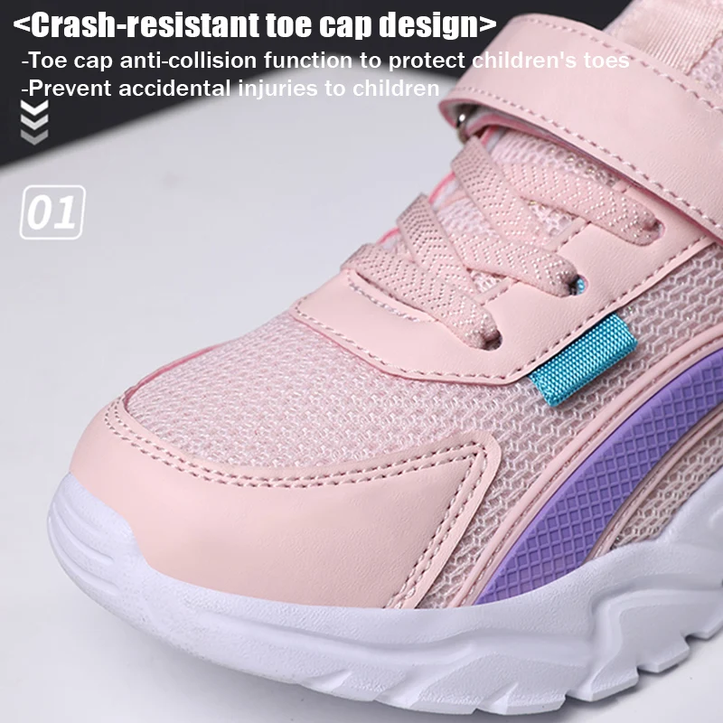 Trendy Lightweight Children Girls' School Shoes Anti-Slip Breathable Outdoor Casual Walking Sneaker Size 28-39