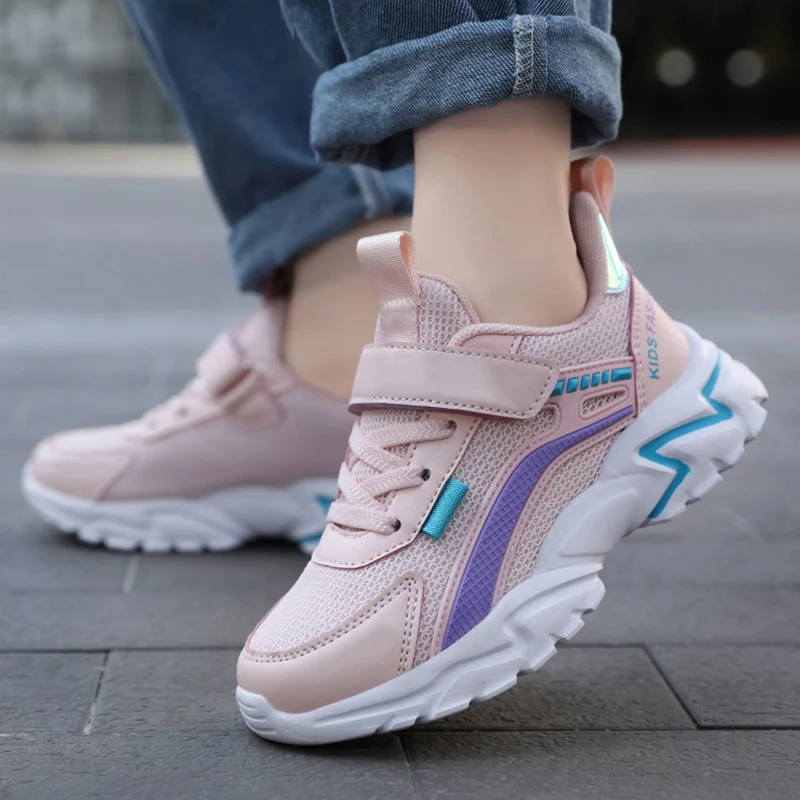 Trendy Lightweight Children Girls' School Shoes Anti-Slip Breathable Outdoor Casual Walking Sneaker Size 28-39