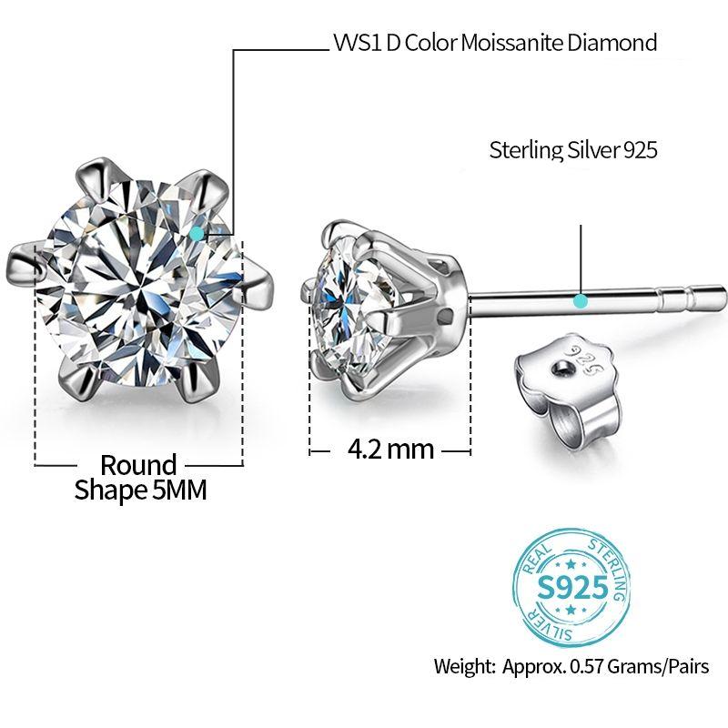 0.5 Carat Moissanite Gemstone Stud Earrings 0.5 Carat Moissanite Gemstone Stud Earrings