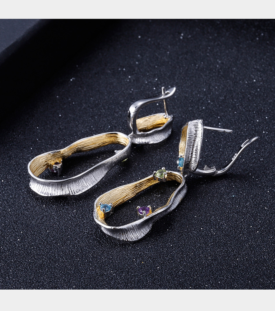 Women's Natural Topaz and Amethyst Earrings Women's Natural Topaz and Amethyst Earrings