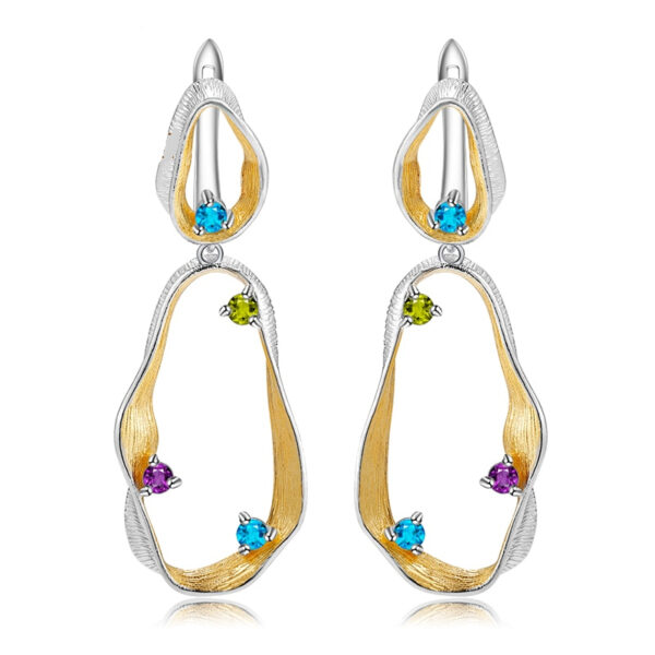 Pendientes de Topacio y Amatista Naturales para Damas