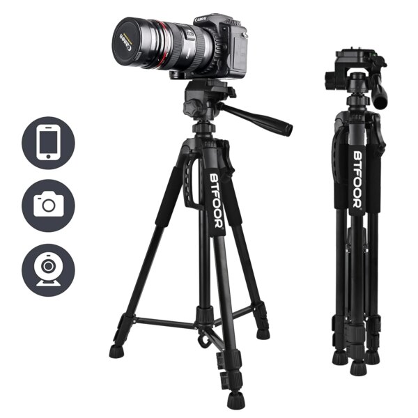Trípode para cámara Digital de viaje de 55 "y 140CM, soporte alto de aluminio profesional para teléfono con placas rápidas, cabezal panorámico de montaje para DSLR SLR